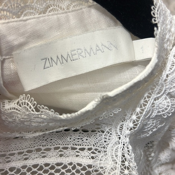 Zimmerman Allia Pintuck High Neck Crop White Linen Top - Picture 6 of 10